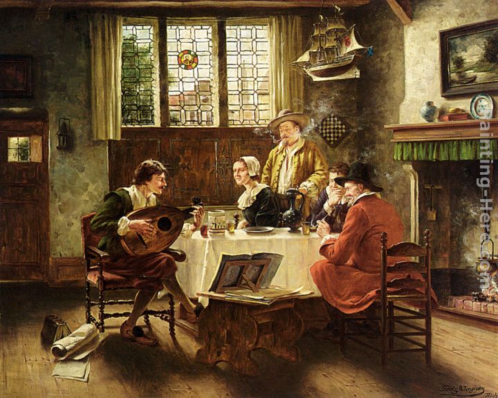 A Musical Interlude painting - Fritz Wagner A Musical Interlude art painting